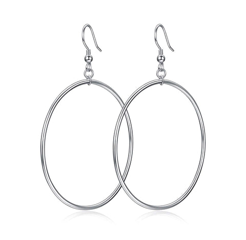 Hoop Earrings Sterling Silver Large Circle Endless Earrings Jewelry for Women Girls