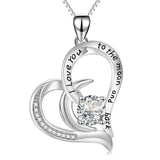 I Love You to The Moon and Back Heart Necklace with Crystals Mom Necklace for Mothers