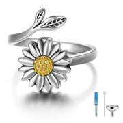 Sunflower Cremation Ring for Ashes 925 Sterling Silver Daisy Urn Ring Jewelry Keepsake Hair Memorial Locket for Women Mom
