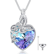 Dragonfly/Butterfly Urn Necklaces S925 Sterling Silver Pendant with Crystal Jewelry Gifts for Women Teen Girls