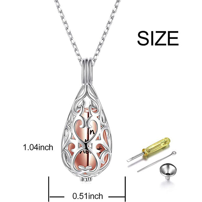 925 Sterling Silver Cremation Urn Memorial Pendant Necklace with Hollow Urn Cremation Jewelry for Ashes