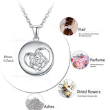 Rose Flower Cremation Jewelry for Ashes 925 Sterling Silver Urn Necklace for Ashes Keepsake Memories Necklace