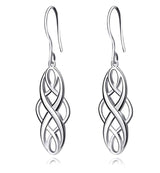 Silver Celtic Knot Dangle Earrings Sterling Silver Polished Good Luck Irish Vintage Dangle Earrings Jewelry Platinum