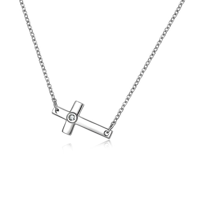 Sterling Silver Infinity Cross Pendant Necklace for Women Girls Boys  Sideways Cross Necklace 18"