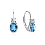 Aquamarine Blue Crystal Sterling Silver Earrings