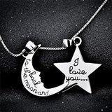 Sterling Silver I Love You to The Moon and Back Pendant Necklace 18"
