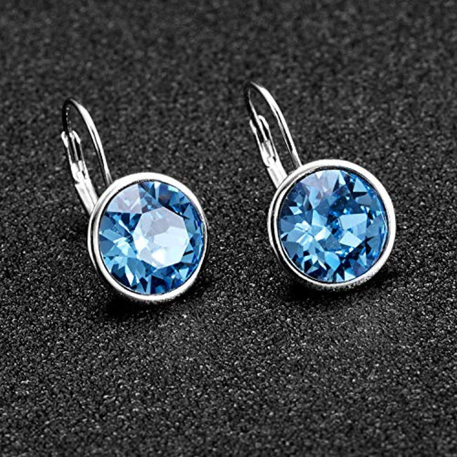 Bella Series Earrings Leverback Drop Pierced Earrings with Crystal crystal