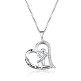Mom Necklace Sterling Silver Heart Engraved Love Mom Jewelry18"