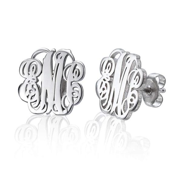 925 Sterling Silver Personalized Monogram Earrings