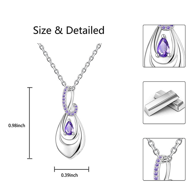 925 Sterling Silver Ash Necklace Memorial Teardrop CZ Keepsake Pendant Infinity Urn Necklace for Ashes for Women Cremation Jewelry
