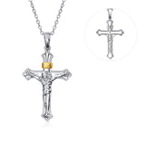 Sterling Silver Men Jesus Christ Crucifix Cross Catholic Necklace With God All Things Are Possible Necklace