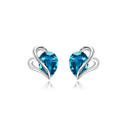 Blue Crystal Silver Earrings Studs for Girls, Crystal Element
