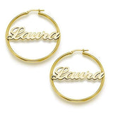 10K/14K Gold Personalized Name Hoop Earrings