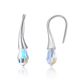 Sterling Silver Teardrop Dangle Drop Earrings with Crystals