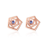 Rose Earrings Studs with Crystal