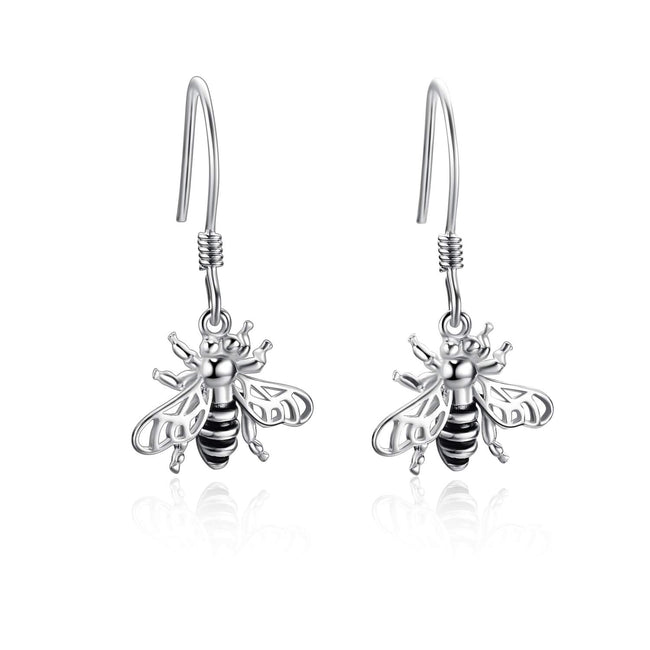 Bee Necklace Sterling Silver Honeybee Earrings