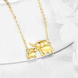 Collier éléphant en or jaune 14 carats cadeaux bijoux fête des mères