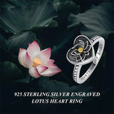 925 Sterling Silver Heart Lotus Flower Cremation Urn Ring Holds Loved Ones Ashes Always in My Heart Urn Ring for Ashes for Women