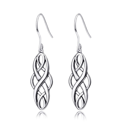 Silver Celtic Knot Dangle Earrings Sterling Silver Polished Good Luck IrishVintage Dangle Earrings Jewelry