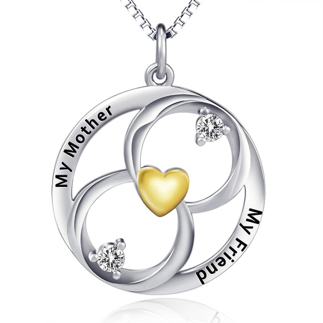 925 Sterling Silver Infinity Heart Engraved Love Mom Jewelry Women Gift Necklace 18"