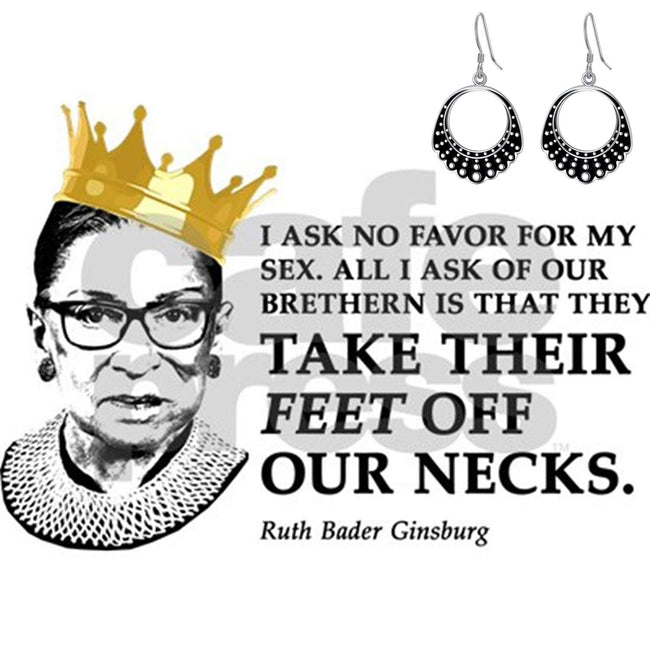 Dissent Collar Earrings Sterling Silver RBG Gifts Dangle Drop Earrings Jewelry Gifts for Mothers Fans of Ruth Bader Ginsburg