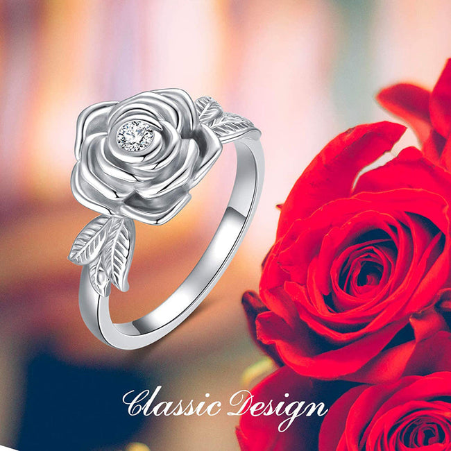 925 Sterling Silver Rose Flower Cremation Urn Ring Ashes Cremation Keepsake Ring Jewelry