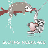Sloth Necklace Sterling Silver Sloth Cremation Urn Necklaces for Ashes Heart Memory Jewelry Sloth Gifts for Women Men