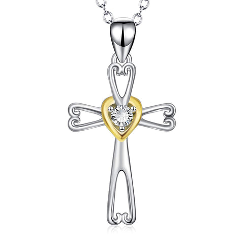 Women Jewelry 925 Sterling Silver Platinum Polished Eternal Celtic Knot Cross Pendant Necklace 18"