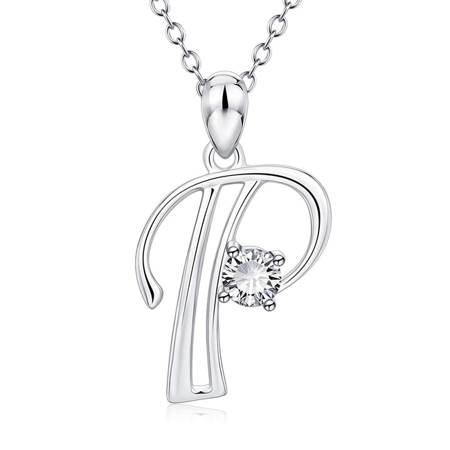 Initial Necklace 925 Sterling Silver Letters 26 Alphabet Pendant Necklace