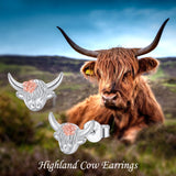 Highland Cow Stud Earrings 925 Sterling Silver Jewelry