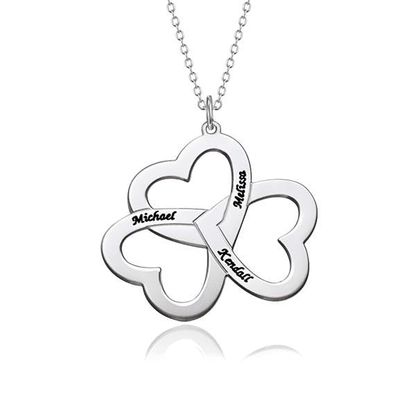 Heart Four Leaf Clover Copper/925 Sterling Silver Personalized Lucky Necklace Adjustable 16”-20”