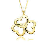 Heart Four Leaf Clover Copper/925 Sterling Silver Personalized Lucky Necklace Adjustable 16”-20”