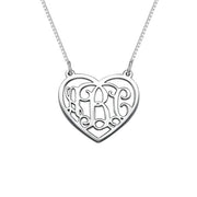 Copper/925 Sterling Silver Personalized  Heart Monogram Necklace Adjustable 16”-20”
