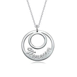 All Around You 925 Sterling Silver Personalized  Necklace  Adjustable 16”-20”-White Gold Plated