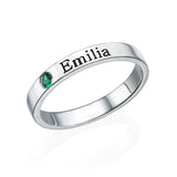 Copper/925 Sterling Silver Personalized Birthstone Engraved Ring