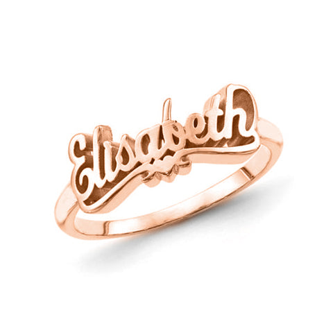Copper/925 Sterling Silver Personalized Script Letters Name Ring with Heart