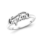 "Crystal"-Copper/925 Sterling Silver Personalized Script Letters Name Ring