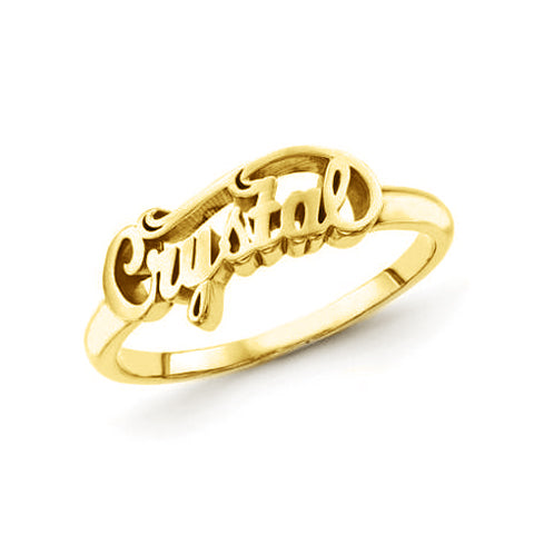 "Crystal"-Copper/925 Sterling Silver Personalized Script Letters Name Ring