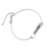 Copper/925 Sterling Silver Personalized Name Bar Bracelet Length Adjustable 6”-7.5”