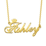 Ashley - Cobre/Prata Esterlina 925 Colar Coroa com Nome Personalizado Ajustável 18"-20"
