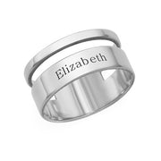 Asymmetrical 925 Sterling Silver Personalized Ring Engraved Name Ring