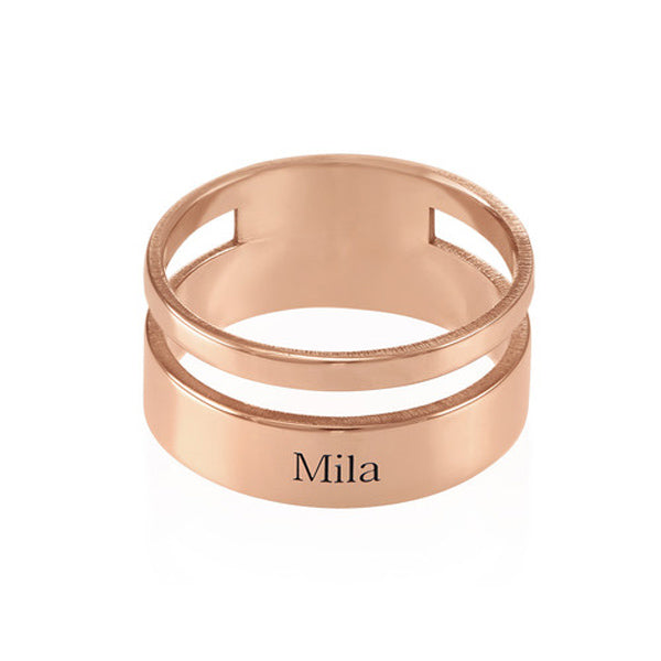Asymmetrical 925 Sterling Silver Personalized Ring Engraved Name Ring