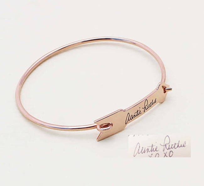 925 Sterling Silver Personalized Signature/Handwriting Arrow Bangle