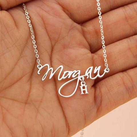 Morgan - Copper/925 Sterling Silver Adjustable 16”-20” Personalized Handcrafted Name Necklace-White Gold/Yellow Gold Plated