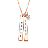 Copper/925 Sterling Silver Personalized Engraved Vertical Bar Necklace Adjustable 16”-20”