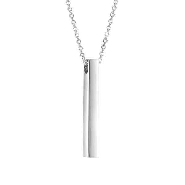 925 Sterling Silver 3D Engraved Vertical Bar Name Necklace Personalized Engraving 4 Side Nameplate Necklace