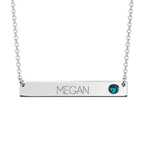 Copper/925 Sterling Silver Personalized Bar Necklace with Birthstone Adjustable 16”-20”