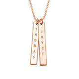 Copper/925 Sterling Silver Personalized Engraved Vertical Bar Necklace Adjustable 18”-20”