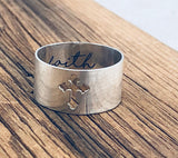 Copper/925 Sterling Silver Personalized  Cross Handwriting Engraved Ring