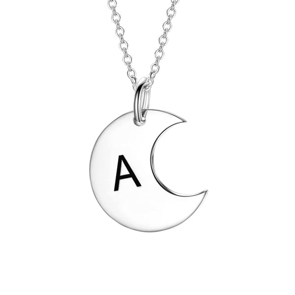 925 Sterling Silver Personalized Dainty Gold Moon Initial Necklace Adjustable 16”-20”